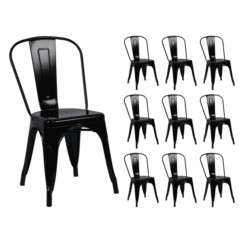 Pack 10 Sillas Apilables Industriales de Acero 45x45x85cm Thinia Home Sillas de Comedor 1