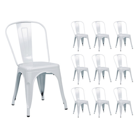 Pack 10 Sillas Apilables Industriales de Acero 45x45x85cm Thinia Home Sillas de Comedor 1