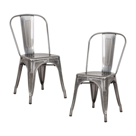 Pack 2 Sillas Apilables Industriales de Acero 45x45x85cm Thinia Home Sillas de Comedor 1