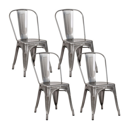 Pack 4 Sillas Apilables Industriales de Acero 45x45x85cm Thinia Home Sillas de Comedor 1