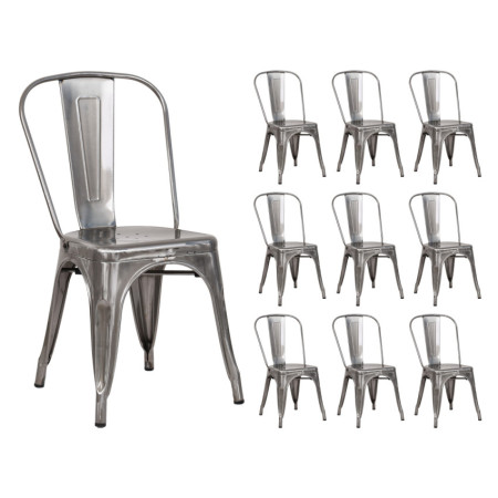 Pack 10 Sillas Apilables Industriales de Acero 45x45x85cm Thinia Home Sillas de Comedor 1