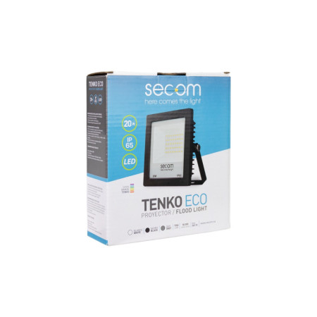 Lot de 4 projecteurs LED Tenko Eco 20 W, 2 000 lm, IP65, 14.4x4.5x15.6cm, noir, 50 000 h, SECOM