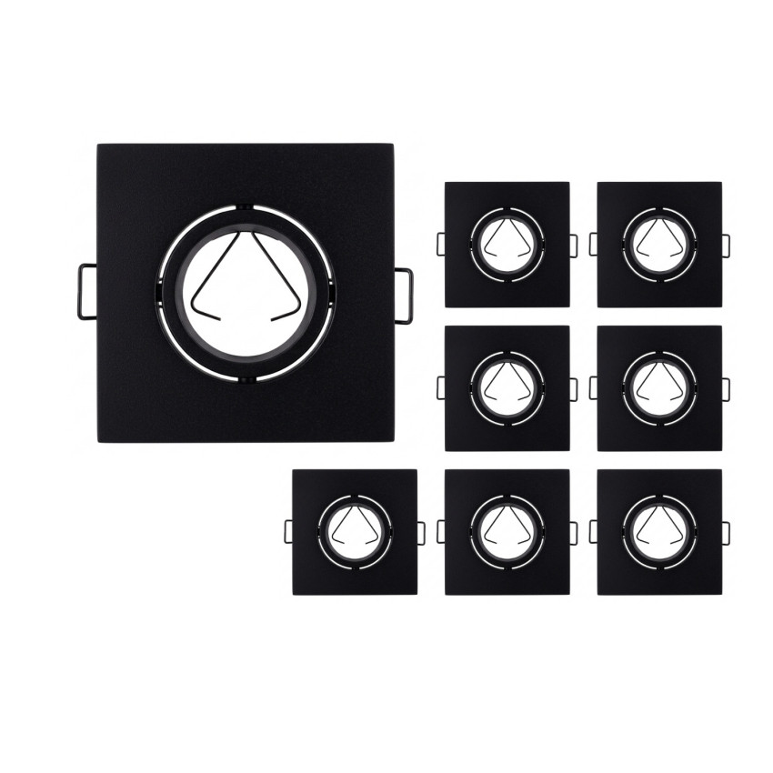 Lot de 8 douilles encastrables carrées réglables, type GU10, IP20, marques 10.1x10.1x4cm t SECOM