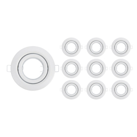 10er-Pack runde, verstellbare Einbau-Lampenfassungen, GU10-Fassung, IP20, Ø10.3x2.5cm, SECOM