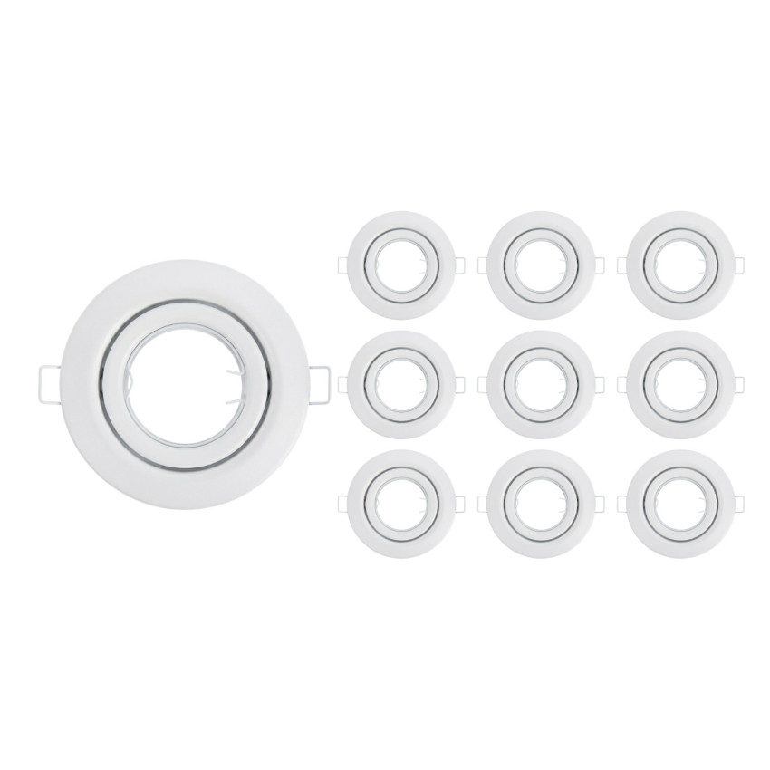Lot de 10 douilles encastrables circulaires réglables, type GU10, IP20, Ø10.3x2.5cm, SECOM