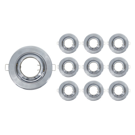 Lot de 10 douilles encastrables circulaires réglables, type GU10, IP20, Ø10.7x6.5cm, SECOM