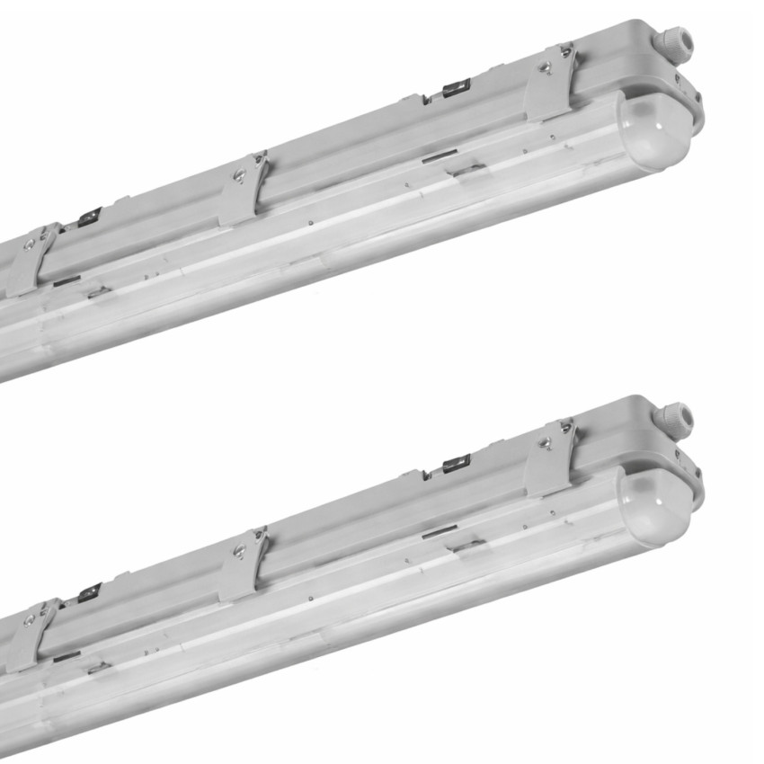 2er-Set wasserdichte T8-Leuchten, 58 W, 4500 lm, IP65, „ 157x10x10.5cm “, 4000 K, grau, SECOM