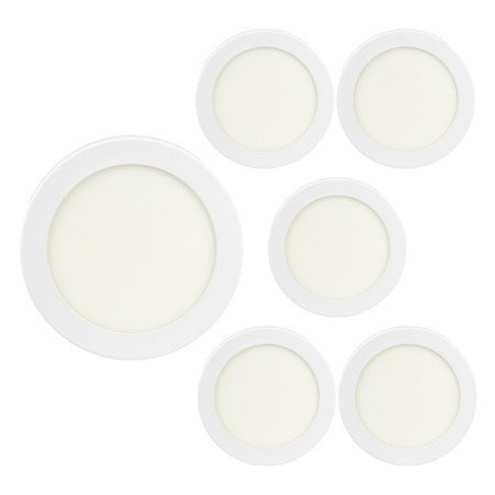 Pack 6 Downlights LED Empotrables Redondos 18W 1800lm Ø25cm 5700K Blanco 30000H SECOM Downlight Empotrable 1