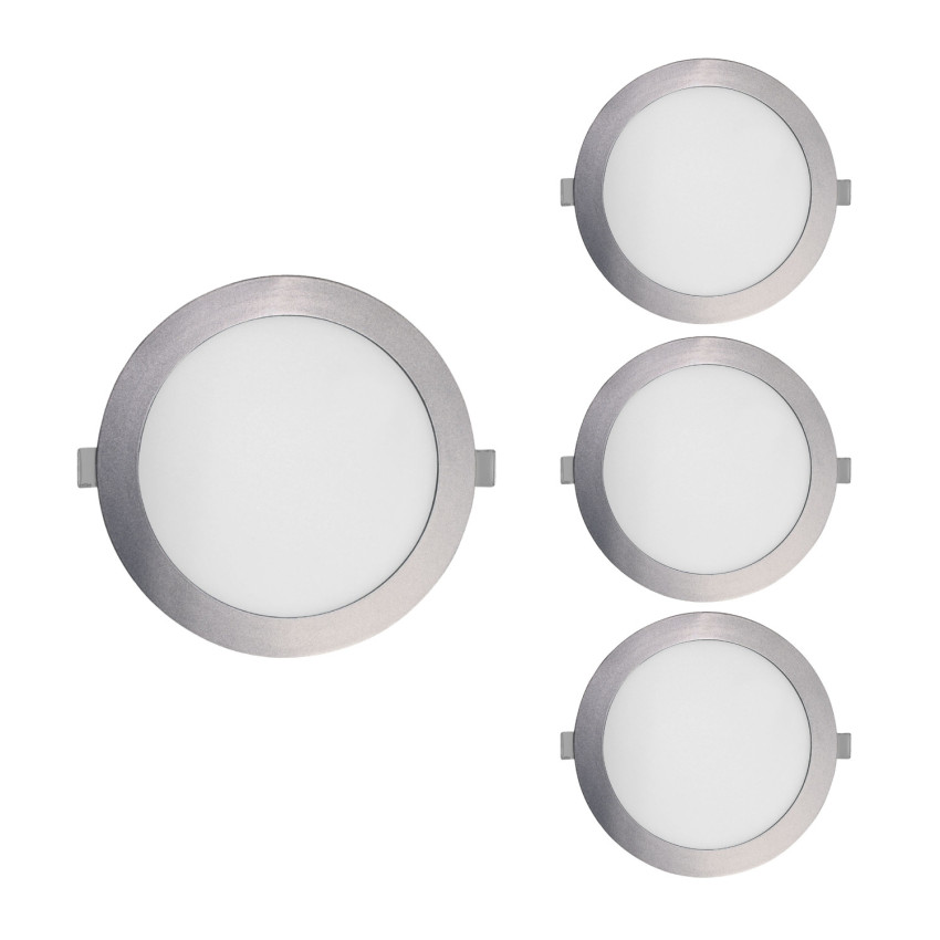 Pack 4 Downlights LED Empotrables Redondos 18W 1800lm Ø22.5cm 5700K Cromo 30000H SECOM Downlight Empotrable 1