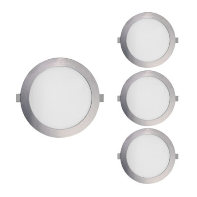 Pack 4 Downlights LED Empotrables Redondos 18W 1800lm Ø22.5cm 5700K Cromo 30000H SECOM Downlight Empotrable 1
