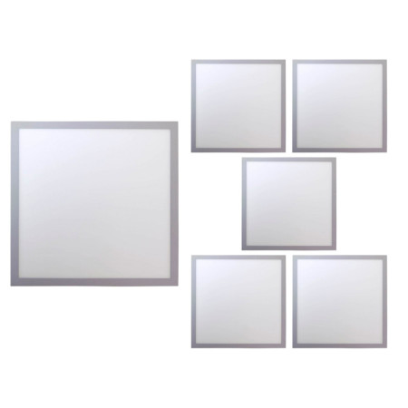 Conjunto de 6 downlights LED de superfície quadrados, 18 W, 1800 lm, 22 x 22 cm, 4000 K, cromado, 30 000 h, SECOM