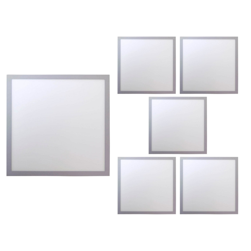 Conjunto de 6 downlights LED de superfície quadrados, 18 W, 1800 lm, 22 x 22 cm, 4000 K, cromado, 30 000 h, SECOM