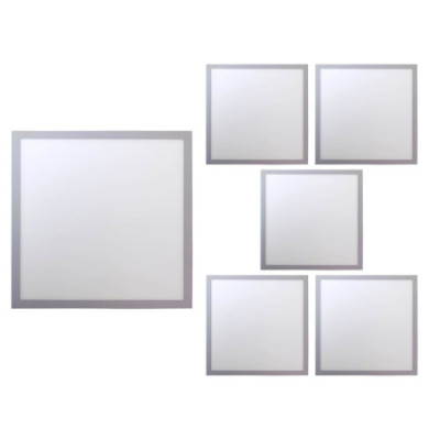 Set mit 6 quadratischen LED-Aufbau-Downlights, 18 W, 1800 lm, 22 x 22 cm, 4000 K, Chrom, 30.000 Std., SECOM