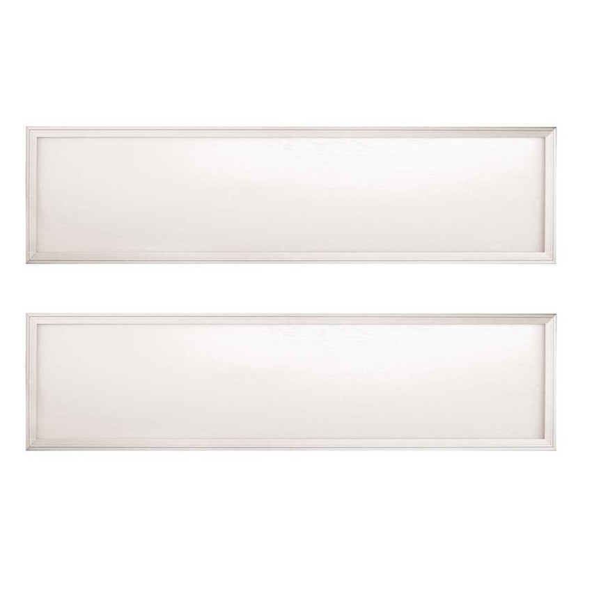 Conjunto de 2 painéis LED embutíveis retangulares Zelek Eco Amstrong 40 W, 3700 lm, IP44, 120x30x1.2cm, 3000 K, branco, 30 000 h
