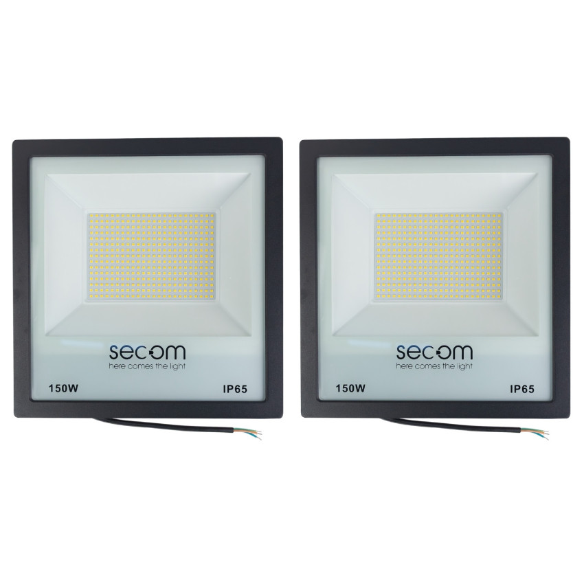 2er-Set Tenko Eco LED-Scheinwerfer, 150 W, 15.000 lm, IP65, „ 30.4x7.8x31.5cm “, 4.000 K, schwarz, 50.000 Std., SECOM