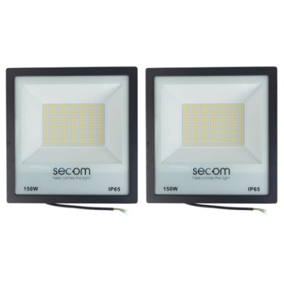 Lot de 2 projecteurs LED Tenko Eco 150 W, 15 000 lm, IP65, 30.4x7.8x31.5cm, 4 000 K, noir, 50 000 h, SECOM