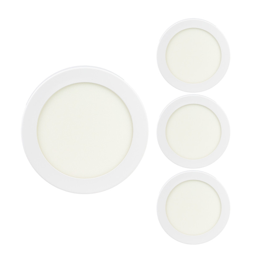 Conjunto de 4 Downlights LED redondos embutidos, 24 W, 2400 lm, Ø22.4cm, 3000 K, branco, IP44, 30 000 h, SECOM