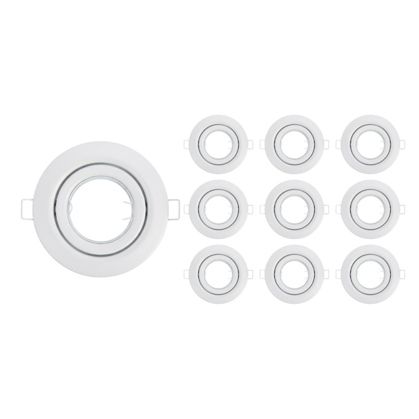 Lot de 10 douilles encastrables circulaires orientables, type GU10, IP20, blanches, Ø10.1x4cm, SECOM