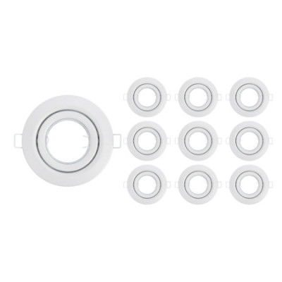 Lot de 10 douilles encastrables circulaires orientables, type GU10, IP20, blanches, Ø10.1x4cm, SECOM