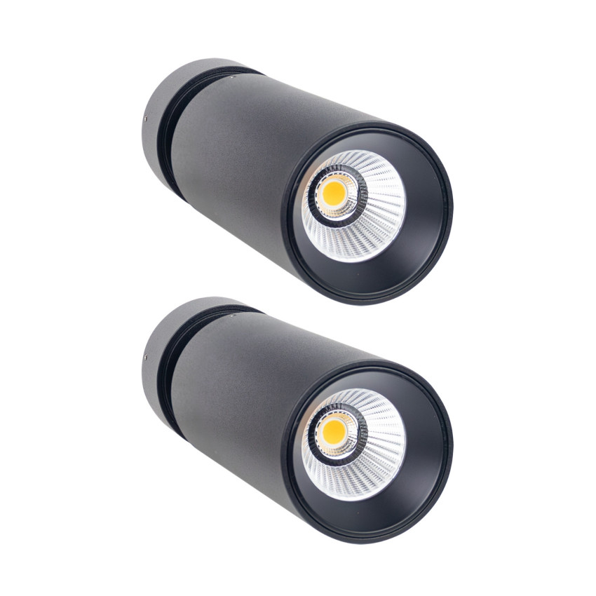 Pack 2 Proyectores LED Twin Medium 20W 1500lm Orientable Ø6.5x19.8cm Negro 30000H SECOM Proyectores LED para Interior 1