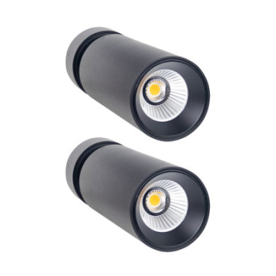 Conjunto de 2 projetores LED Twin Medium 20 W, 1500 lm, orientáveis, Ø6.5x19.8cm, preto, 30 000 h, SECOM