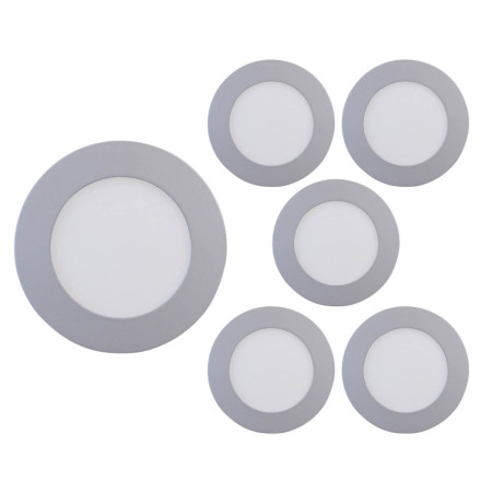 Lot de 6 spots LED ronds à encastrer Nuva Mini 12 W, 1 700 lm, Ø 12 cm, finition chromée, 30 000 h, SECOM