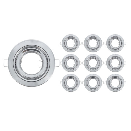 Lot de 10 douilles encastrables circulaires réglables, type GU10, IP20, Ø10.3x2.5cm, SECOM