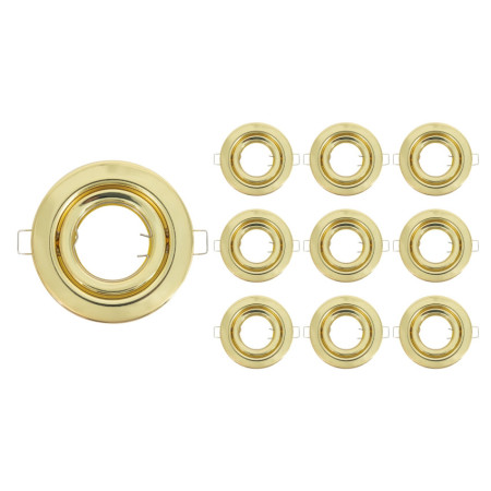 Lot de 10 douilles encastrables circulaires réglables, type GU10, IP20, Ø10.3x2.5cm, SECOM