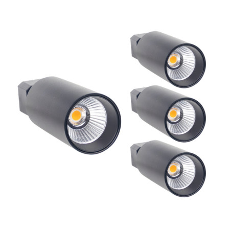 Pack 4 Proyectores LED de Carril Klynder Mini 9W 700lm Orientable Ø5x15cm Negro 30000H SECOM Proyectores LED para Interior 1