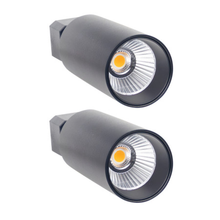 Pack 2 Proyectores LED de Carril Klynder Medium 20W 1500lm Orientable Ø6.5x19.5cm Negro 30000H SECOM Proyectores LED para Interi