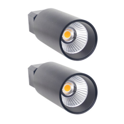 Pack 2 Proyectores LED de Carril Klynder Medium 20W 1500lm Orientable Ø6.5x19.5cm Negro 30000H SECOM Proyectores LED para Interi