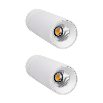 Pack 2 Proyectores LED Twin Medium 20W 1500lm Orientable Ø6.5x19.8cm 3000K Blanco 30000H SECOM Proyectores LED para Interior 1