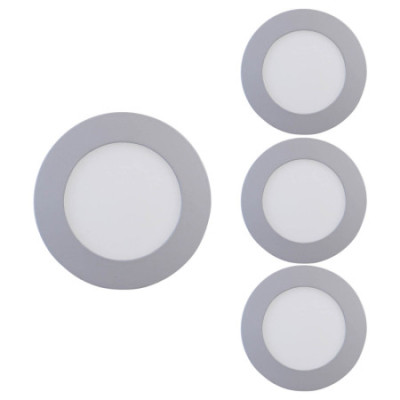 Lot de 4 spots encastrés LED ronds Nuva Supra 30 W, 3 300 lm, Ø 30 cm, 5 700 K, finition chrome, 30 000 h, SECOM