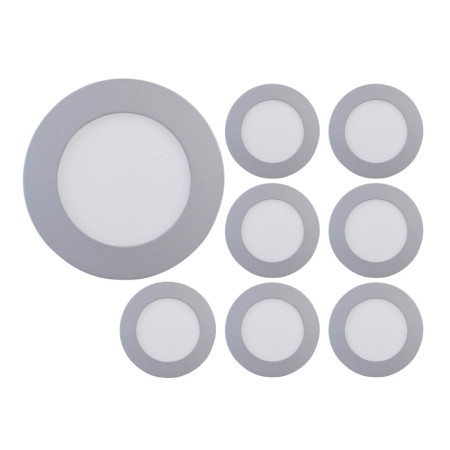 Lot de 8 spots LED ronds à fixation en saillie Nuva Micro 9 W, 900 lm, Ø 12 cm, 4 000 K, finition chrome, 30 000 h, SECOM