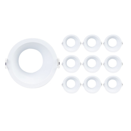 Lot de 10 douilles encastrables circulaires à culot GU10, IP20, blanches, Ø8.7x5cm, SECOM