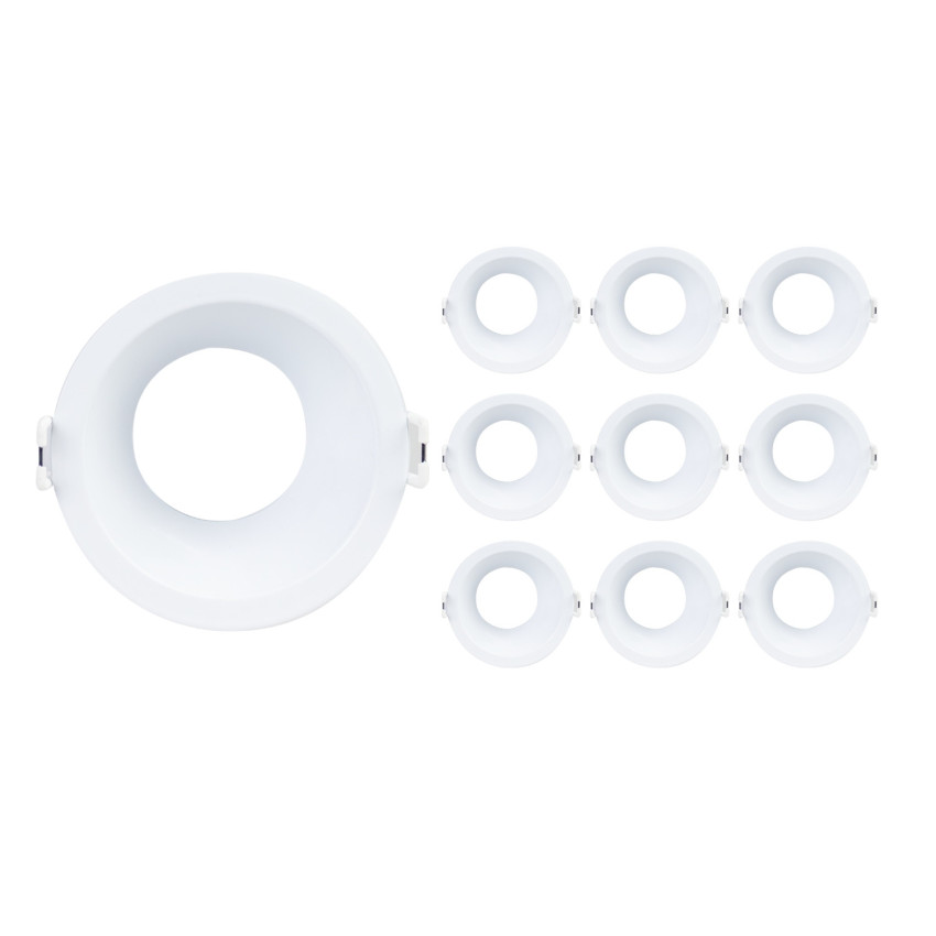 Pack 10 Portalámparas Empotrables Circulares Casquillo GU10 IP20 Blanco Ø8.7x5cm SECOM Downlight Empotrable 1