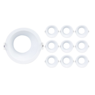Lot de 10 douilles encastrables circulaires à culot GU10, IP20, blanches, Ø8.7x5cm, SECOM