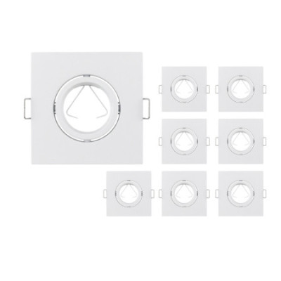 Lot de 8 douilles encastrables carrées, culot GU10, indice de protection IP20, blanc, 8.7x8.7x4.4cm SECOM