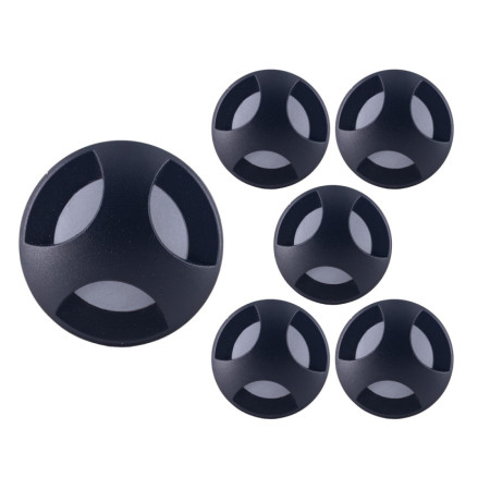 Pack 6 Apliques LED Redondos Targo 3W 50lm IP65 Ø6x5.85cm Negro 25000H SECOM