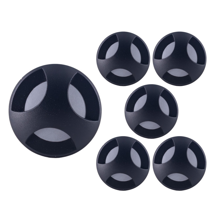 Confezione da 6 applique LED rotonde Targo 3 W 50 lm IP65 Ø6x5.85cm Nero 25.000 ore SECOM