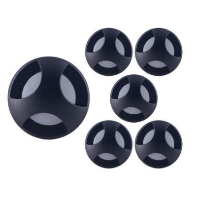 Lot de 6 appliques LED rondes Targo 3 W, 50 lm, IP65, Ø6x5.85cm, noir, 25 000 h, SECOM