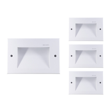 Set mit 4 rechteckigen LED-Wandeinbauleuchten „Trido Maxi“, 6 W, 300 lm, IP65, 18x5.3x12cm, Weiß, 25.000 Std., SECOM