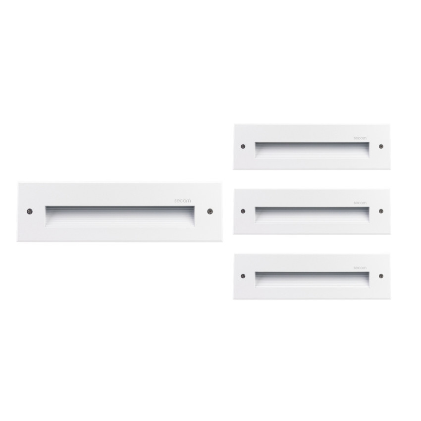 Set mit 4 rechteckigen LED-Wandeinbauleuchten „Trido Medium“ 6 W, 300 lm, IP65, „ 25x5.3x7.5cm “, Weiß, 25.000 Std., SECOM