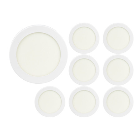 Conjunto de 8 Downlights LED redondos embutidos, 9 W, 900 lm, Ø 12 cm, branco, 30 000 h, SECOM