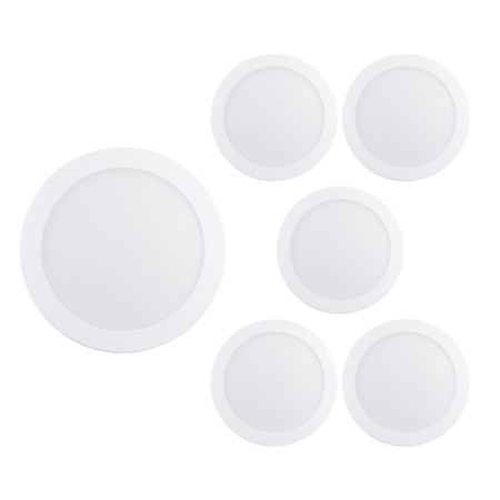 Lot de 6 spots LED ronds à fixation en surface Nuva 18 W, 1 800 lm, Ø 22 cm, blanc, 30 000 h, SECOM