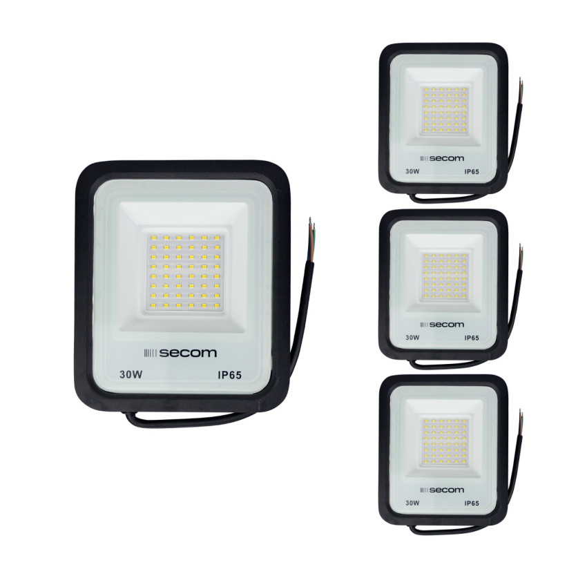 Pack 4 Proyectores LED TenkoS2 30W 3000lm IP65 16.3x4x19cm Negro 30000H SECOM Proyectores LED para Exterior 1