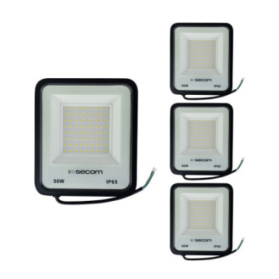 Pack 4 Proyectores LED TenkoS2 50W 5000lm IP65 20x4x23cm Negro 30000H SECOM Outlet 1
