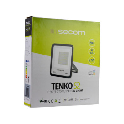 Conjunto de 4 projetores LED TenkoS2 50 W, 5000 lm, IP65, 20 x 4 x 23 cm, preto, 30 000 h, SECOM