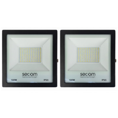 Conjunto de 2 projetores LED TenkoS2 100 W, 10 000 lm, IP65, 26.5x5x29cm, preto, 30 000 h, SECOM