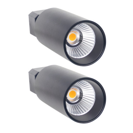 Conjunto de 2 projetores LED de trilho Klynder Supra 30 W, 2600 lm, orientáveis, Ø8.6x24cm, 3000 K, preto, 30 000 h, SECOM